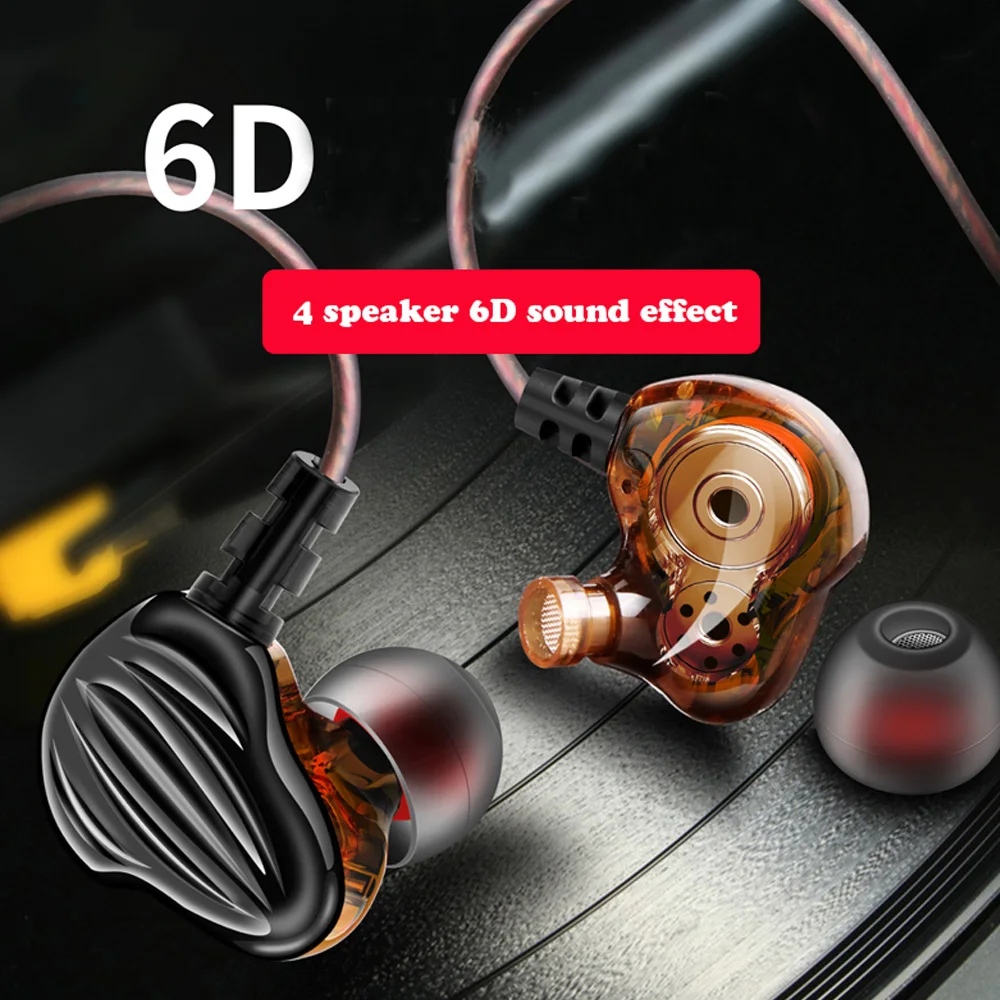 

exuanfa Heavy bass headphones 4 dual drive speaker headset 6D audio headset with microphone HIFI effect for xiaomi for iphone