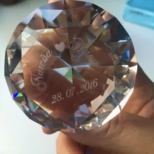 Customized 50pcs/lot 80mm Sparkle Crystal Diamond Paperweight With Free Logo For Wedding party supplies,Wedding gifts for guests