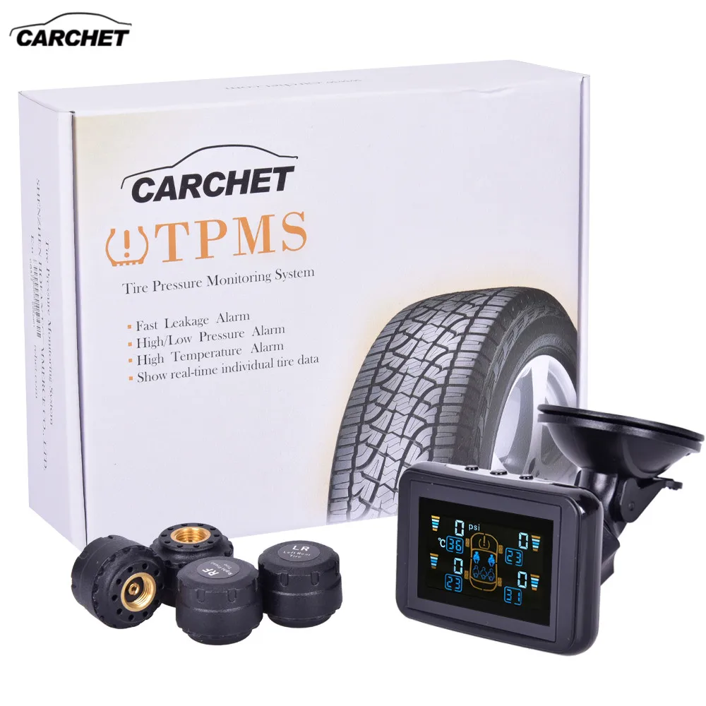 CARCHET TPMS Systems Tire Pressure Monitoring System Wireless Car Tire Pressure Alarm LCD DVD 4 Sensors for Toyota Hyundai etc