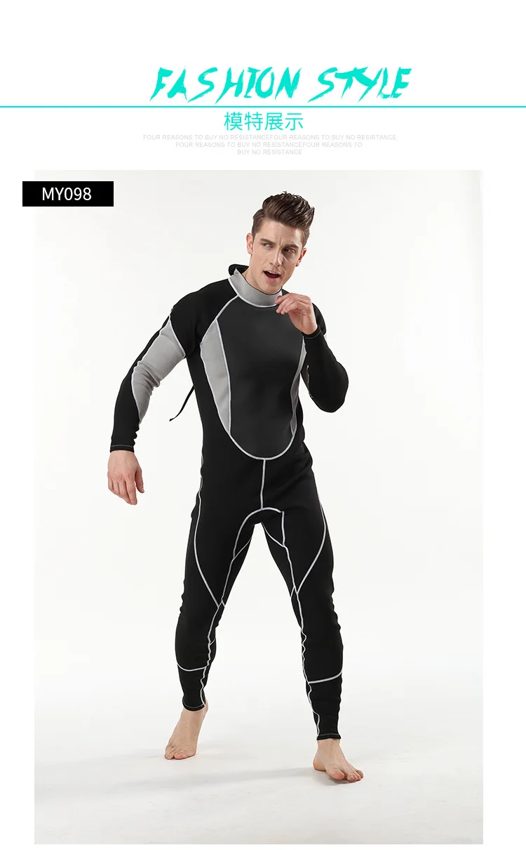 2mm Men Women wetsuit Long sleeved one piece Swimsuit neoprene Triathlon Diving suit Super Elastic Surf wet suit for cold water