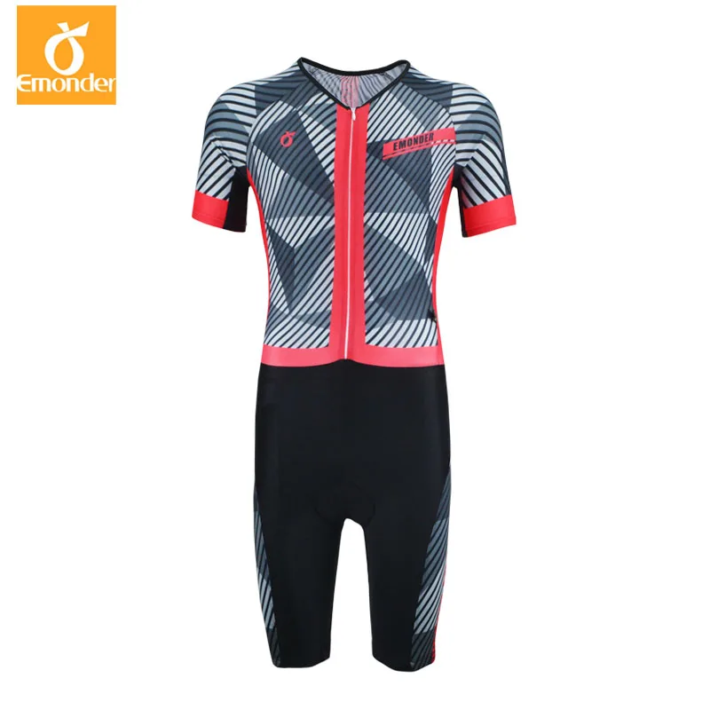 

EMONDER Triathlon Suit Men Pro Team Cycling Clothing Skinsuit Jumpsuit Bike Jersey Sets Sport for Running Swimming Ropa Ciclismo