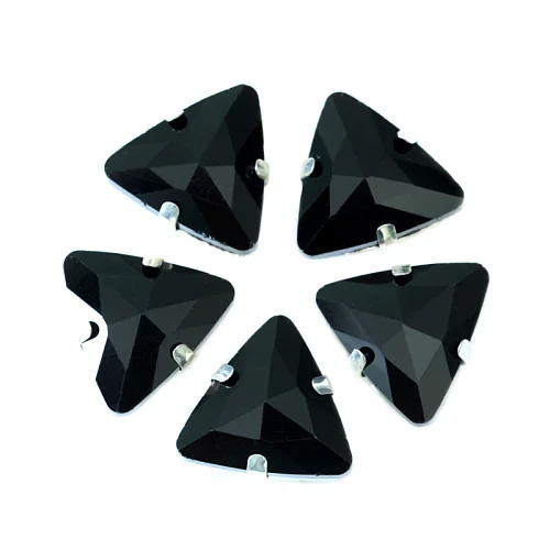 Треугольные Стразы с кристаллами AB, стразы с серебряными когтями, стразы со стразами для свадебного платья B3018 - Цвет: Black