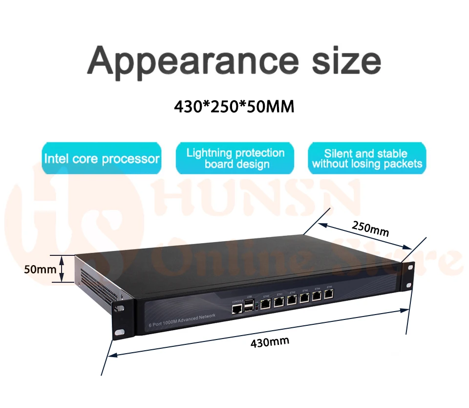 Брандмауэр Mikrotik Pfsense сети VPN Security Appliance маршрутизатора ПК Intel Pentium 3855U, [HUNSN RS06], (6LAN/2USB2. 0/1COM/1VGA)