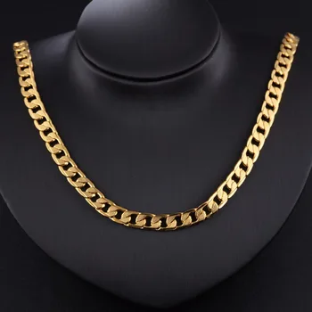 

JHSL Brand 50/60cm Boy's Men Male statement Necklaces Gold color Copper Metal Single Link Chain Fashion Jewelry Punk Style