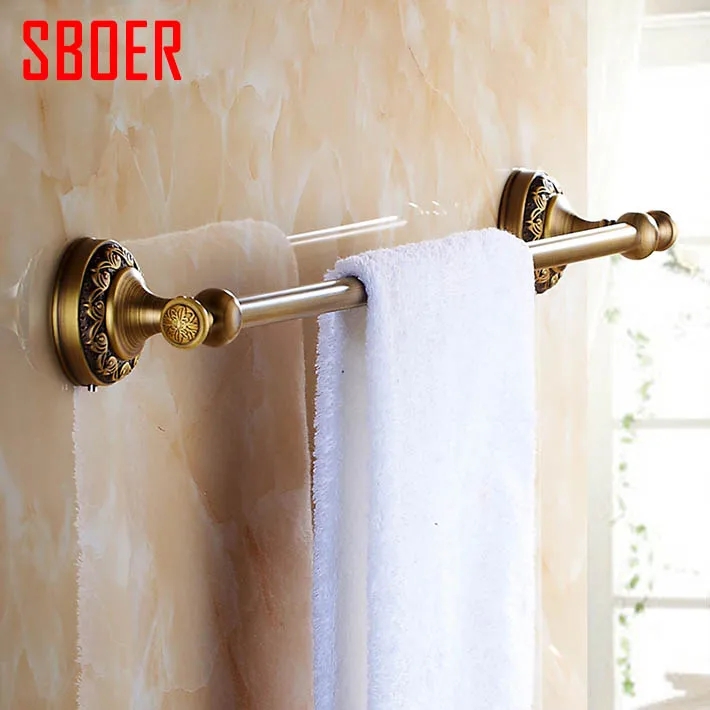 

Bathroom accessories Wall Mounted Single Towel Bars Antique Brass Towel Rack prateleira