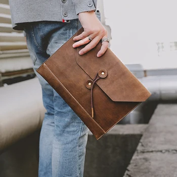 

KISUMATER men Retro handbags casual Envelope Clutch leather handbags designer famous brand cluth handbag for boy Free Shipping