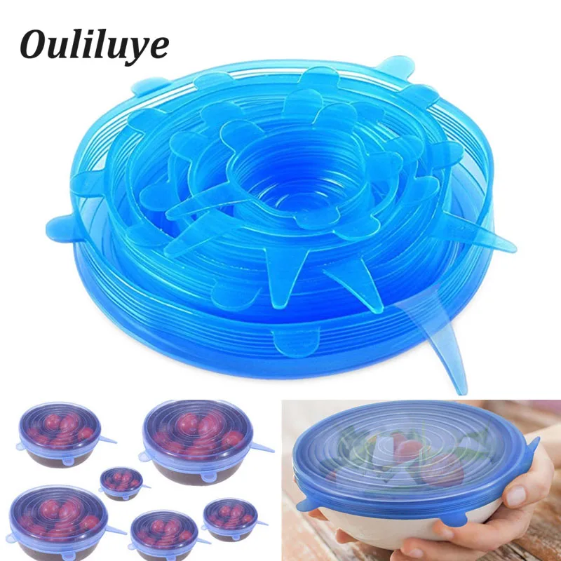 

Universal Silicone Suction Lid 6PCS Kitchen Storage Sealing Cover For Bowl Pan Vacuum Seal Bowl Cap For Food Fresh Sealing Cover