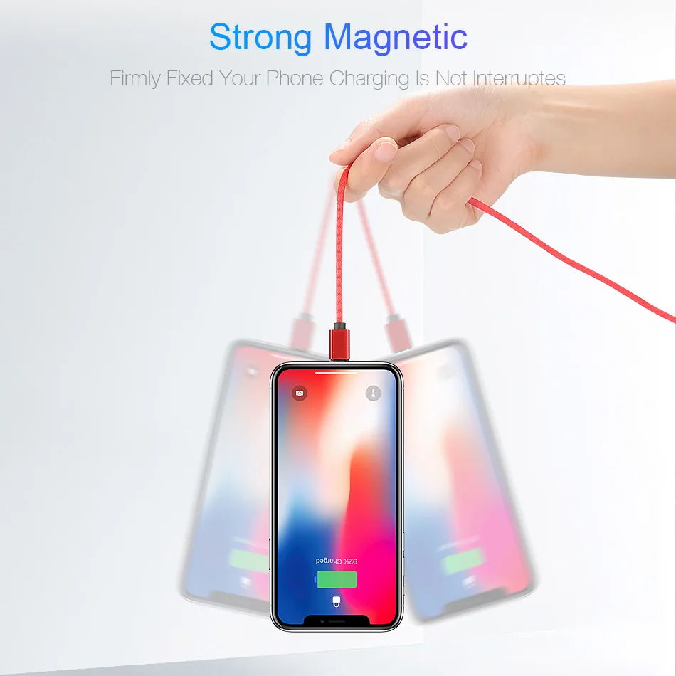 Магнитный кабель из искусственной кожи 3A, кабель Micro usb type C, 1 м, быстрая зарядка USB C, магнитное зарядное устройство для телефона iPhone, samsung, Xiaomi, ...