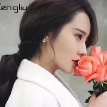 Натуральный белый жемчуг серьги-гвоздики ASOS 18 К белого золота Женские Элегантные Простые Модные серьги стержня для партии
