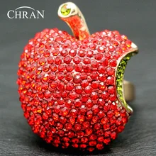 Chran Color Al Por Mayor Nuevo Oro de la llegada Linda Forma de Manzana Roja Anillo partido Para Las Mujeres Mejores Regalos de La Joyería Envío de Caída Libre DFDR0055