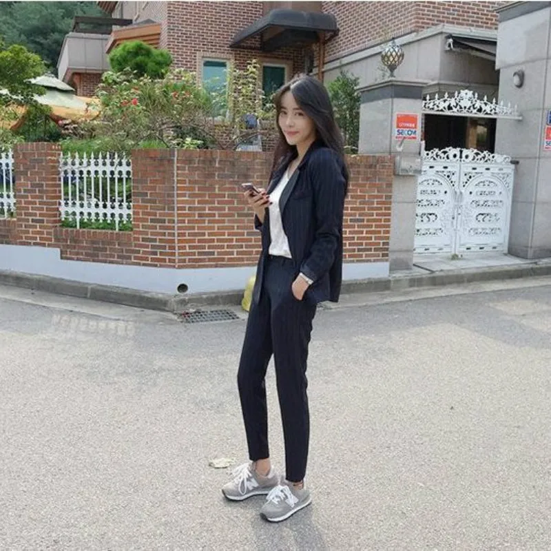 2 piece set women Suit female 2019 new style fashion suit female Slim temperament stripes OL suit jacket + pants sets 2 piece set women Suit female 2019 new style fashion suit female Slim temperament stripes OL suit jacket + pants sets