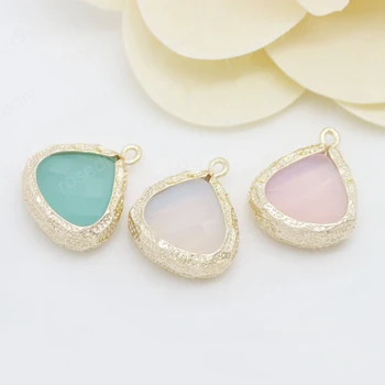 

4PCS 15.7x19x6MM 24K Champagne Gold Color or Silver Color Brass with Heart Colourful Glass Beads Charms Pendants Accessories