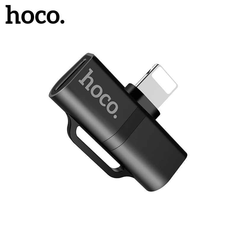 

HOCO 2 in 1 For Lightning Adapter Charging Adapter for iPhone Xs Max XR X 8 7 Plus Charger Splitter Headphone Converter Adapter