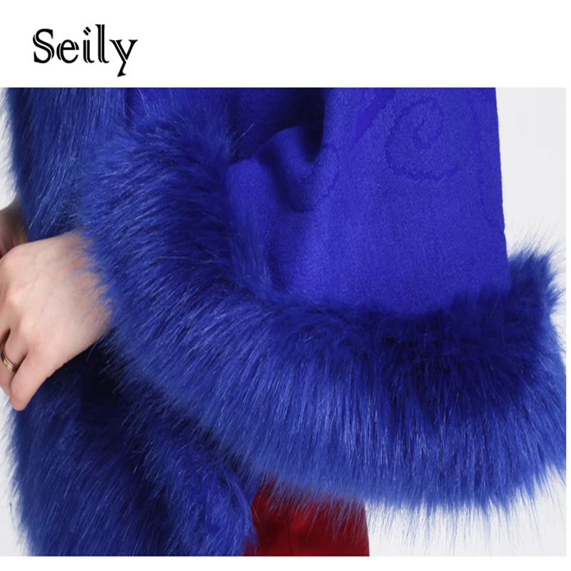 2014 Women Blue Mink Fur Coat Fashion Poncho Winter Coat  With Rabbit Fox Shawl Fur Natural Mink Faux Fur Cape Free Shipping