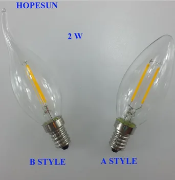 

5pcs/lot E14 110V / 220V 2W Led Light Led Filament LED Bulb LED Light LED Lampada Led Retro Edison Glass Crystal Chandelier