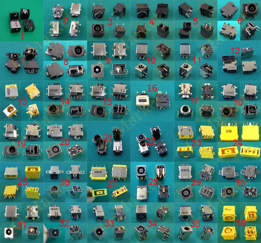 

36Models, 180pcs Laptop DC Power Jack,DC power Socket for Asus Samsung Lenovo HP Dell LG SONY Acer AC Connector