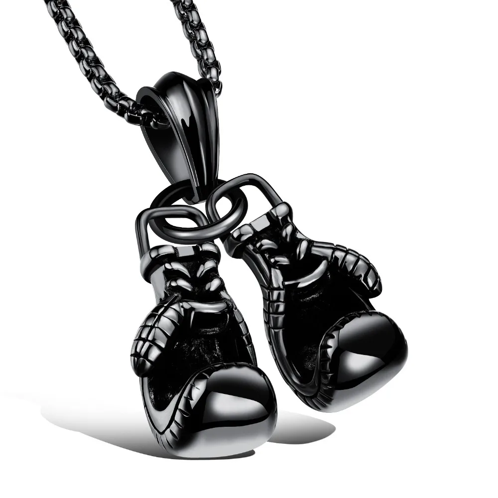 Classic Boxing Gloves Pendant Necklace Gold Black White Sylvester