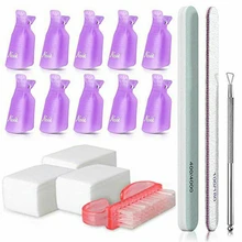 Новые наборы для ногтей пластиковые замачивающиеся колпачки клип& щетка для пыли& буферная губка блок& кисть для ногтей& грубая песок& Удаление обертывание маникюрные инструменты