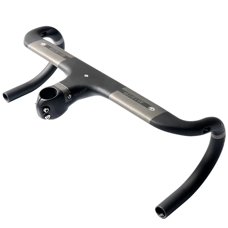 

ASIACOM Carbon Fiber Bike Bent Handlebar Stem 28.6mm Integrated Handlebar Road Bike Ultralight Bent Bar 400/420/440mm Handlebar