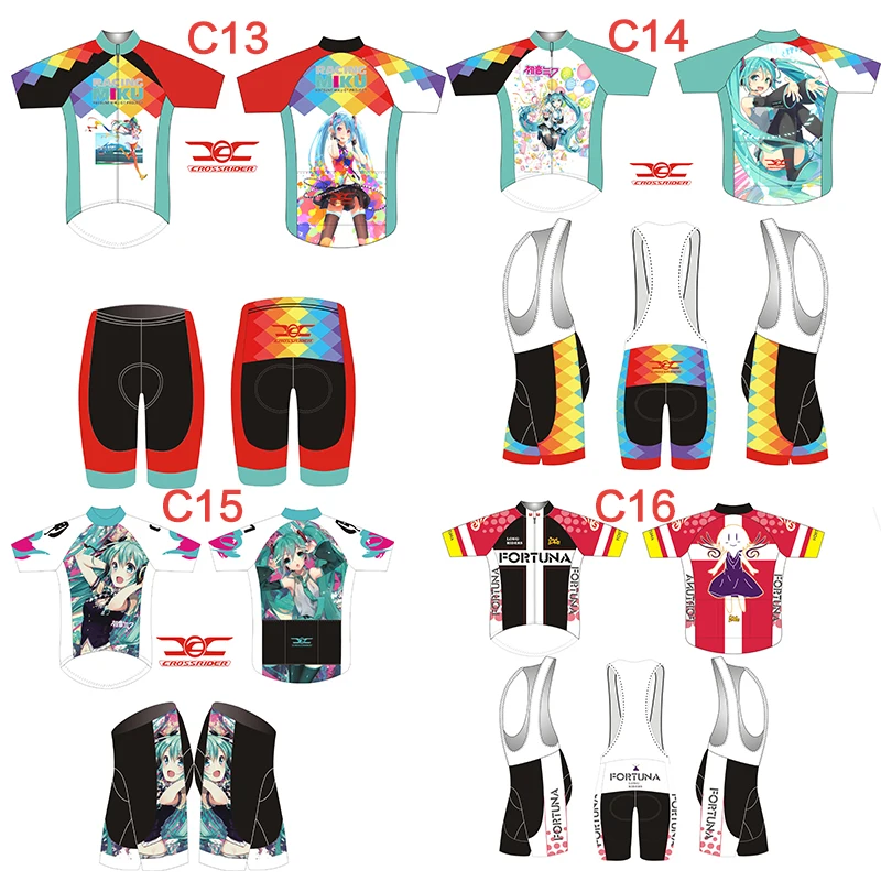 Короткий рукав Hatsune Miku велосипедная одежда для мужчин Велоспорт Джерси набор короткий рукав открытый спортивный Быстросохнущий MTB Джерси