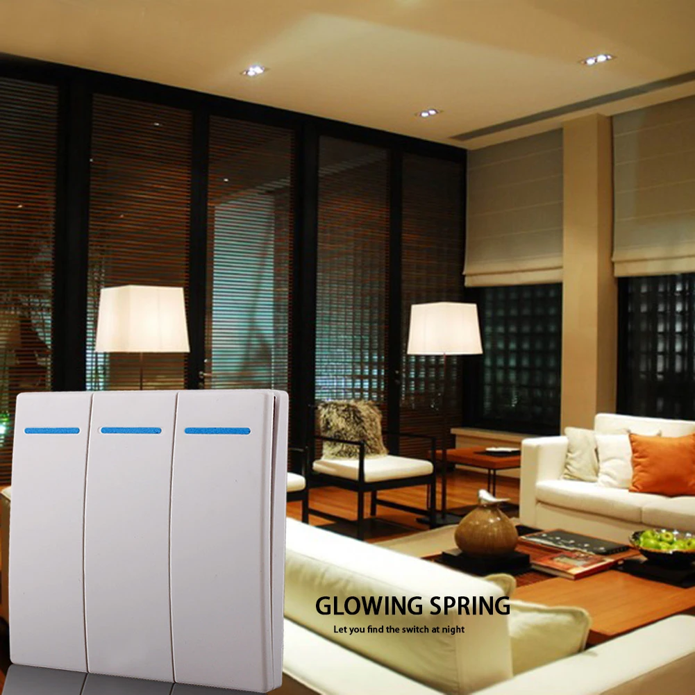 

110-240V Wall Panel Button Ceiling Lamp 433Mhz Smart Push Wireless Switch Light