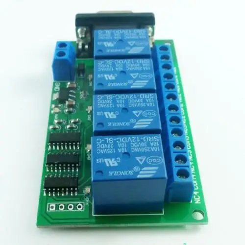 12 В постоянного тока 4 канала DB9 RS232 релейная плата SCM PC UART дистанционный