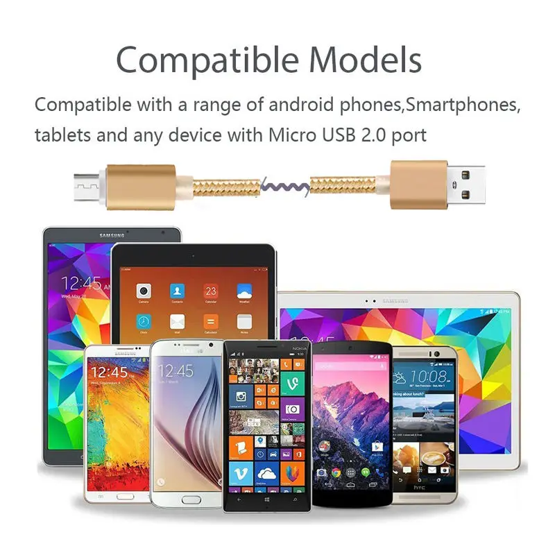 3 фута алюминиевый нейлоновый Micro USB кабель для быстрой зарядки и синхронизации