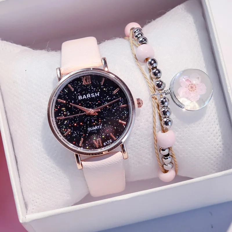 

Exquisite Simple Style Women Starry Sky Watches Small Fashion Quartz Leather Ladies Watch Top Brand Elegant Girl Bracelet Watch