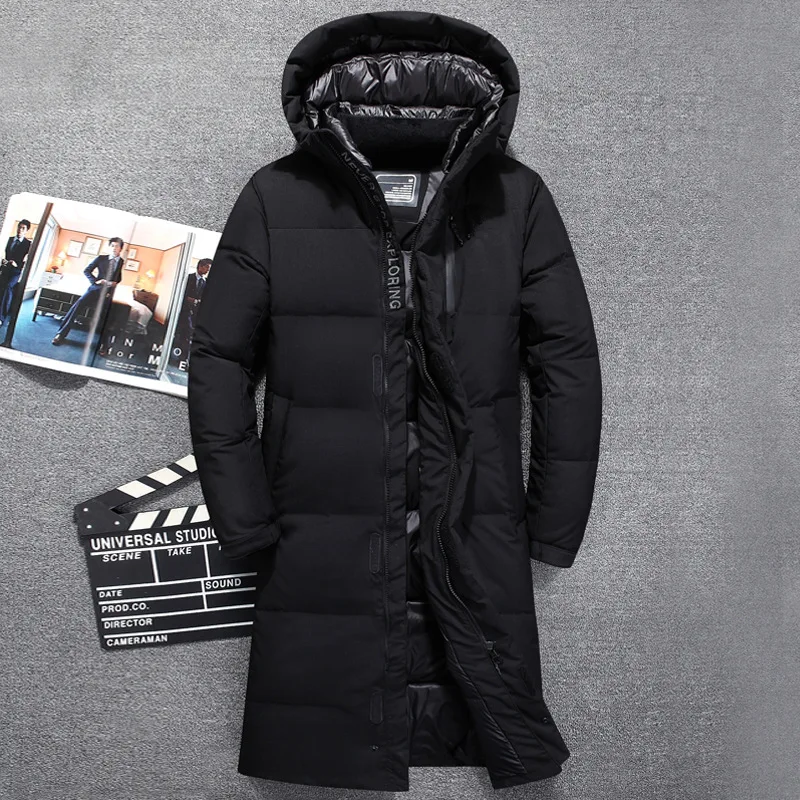 

Men's Duck Down Jacket Brand Solid Winter Jacket for Men Doudoune Homme 2018 Hooded Men's Winter Jacket Coat X-long Down Jacket