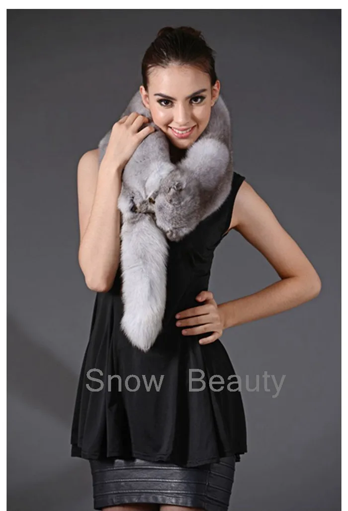 Модный популярный женский шарф из натурального меха лисы, шарф с воротником, пушистый натуральный белый зимний шаль накидка палантин, шарфы