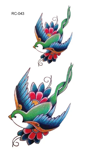 Rocooart Красочные Летающие птицы временные татуировки наклейки Совы Пеликан татуировки наклейки Животные поддельные татуировки для боди-арта Tatuaje - Цвет: RC043