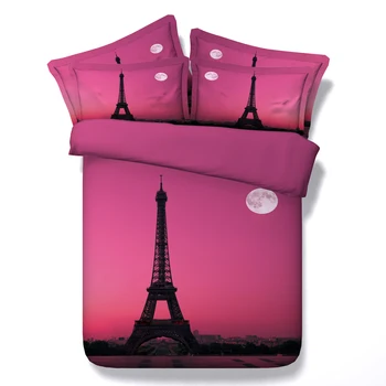 

The Eiffel Tower 3D Printed Bedding Set Twin Full Queen King Super Cal King Size Bedspread Comforter Duvet Covers Adult Bed Pink