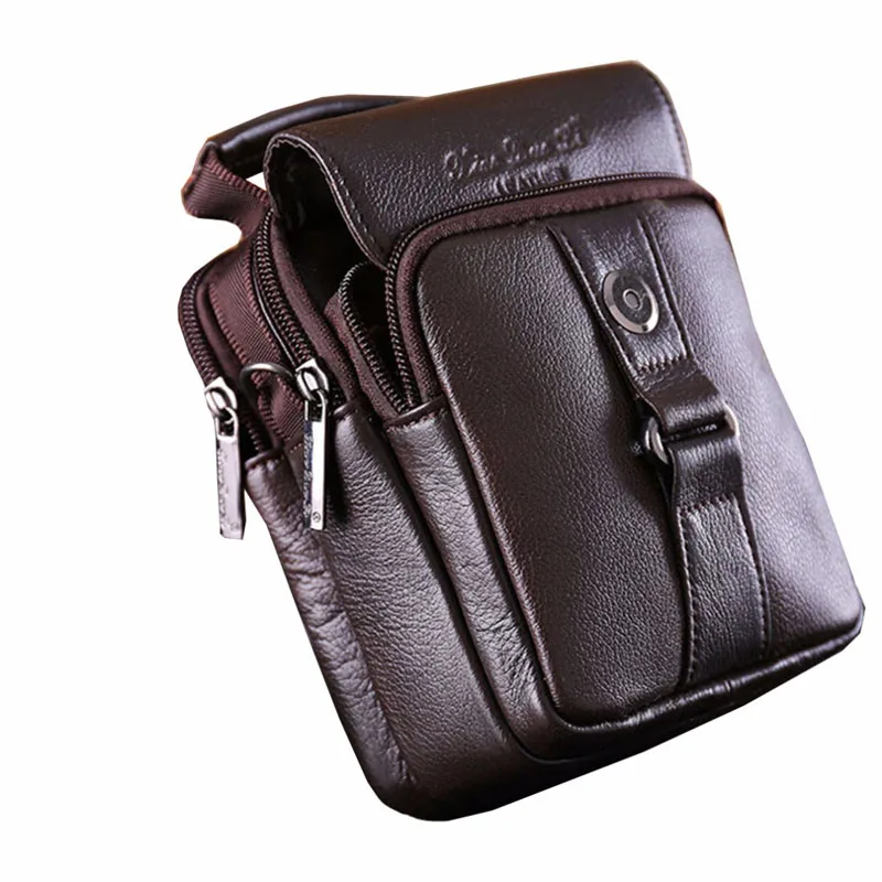 Kopen 2019 Mannen Lederen Messenger Schoudertas Cross Body Bag Fanny Taille Zakken Leisure Tote Pursecigarette Case Mobiele Telefoon Zak
