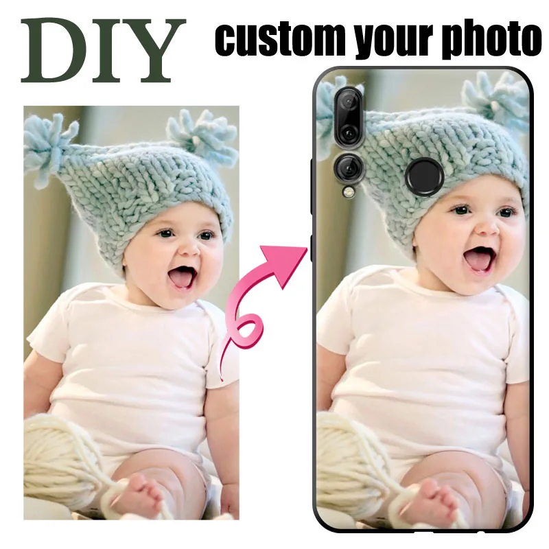 

Custom Photo Phone Case For Huawei y5 lite y7 y6 pro y9 Prime 2018 p smart z plus 2019 DIY black Cover Customize Picture