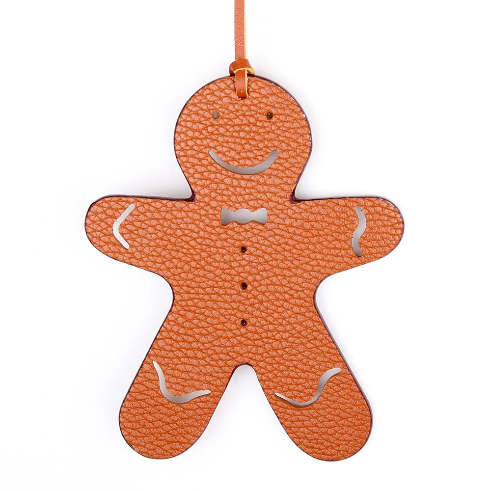 Famous Brand Designer Fashion Cute Gingerbread Man Faux PU Leather Keychain For Women Girls Bag Charm Backpack Pendant|Брелоки| |