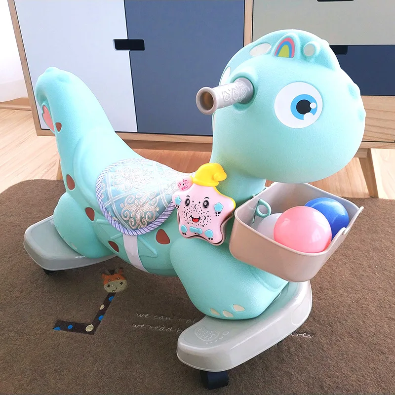 Baby Rocking Jumping Horse Cartoon Trojan Rocking Horse Baby Child Ride on Animal Toys Plastic Horse Riding Kids Rocking Chair