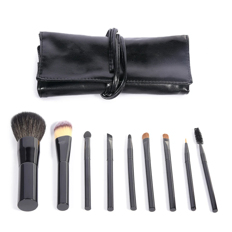 

2017 New 9pcs/set Black Blending Brush with Makeup Bag Eyelash Eyeliner Lip Brush Holder Case Blusher Face Beauty Tools Cosmetic