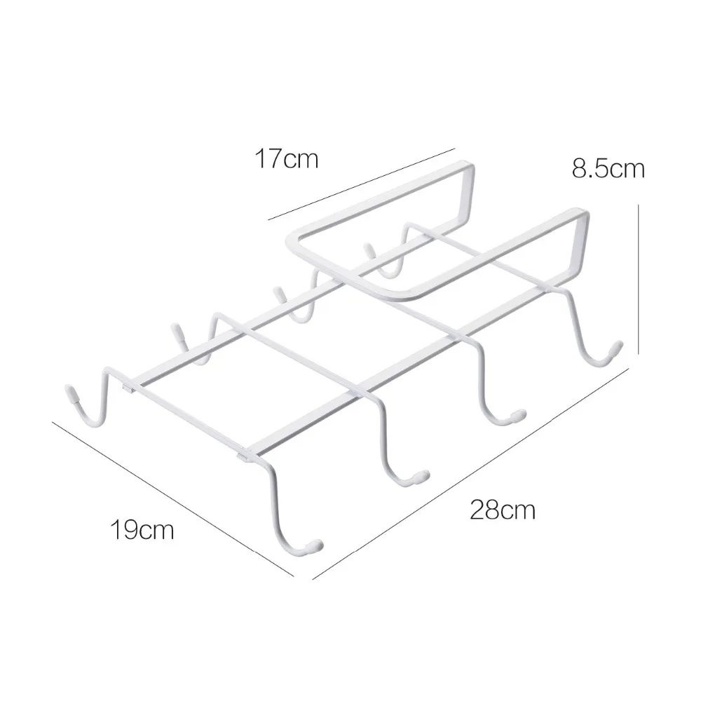 Вешалка из нержавеющей стали крючки держатель для кофейной кружки сушилка Вешалка шкаф под полкой 8 крюк для стакан для хранения стекла и кружки