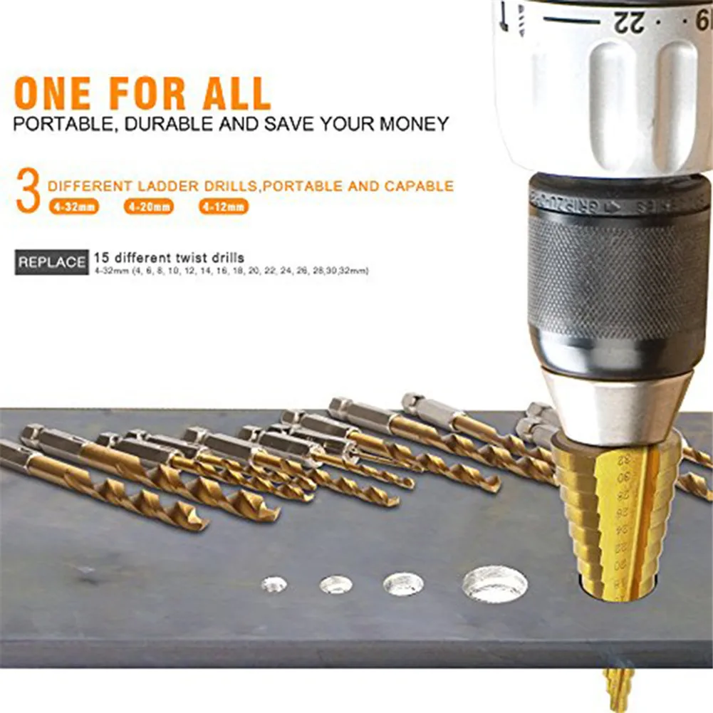 1pc 4 12/4 20mm HSS Spiral Center Step Drill Bit Solid Carbide Mini Accessories Titanium Bit|titanium step drill bits|step bitdrill bit |