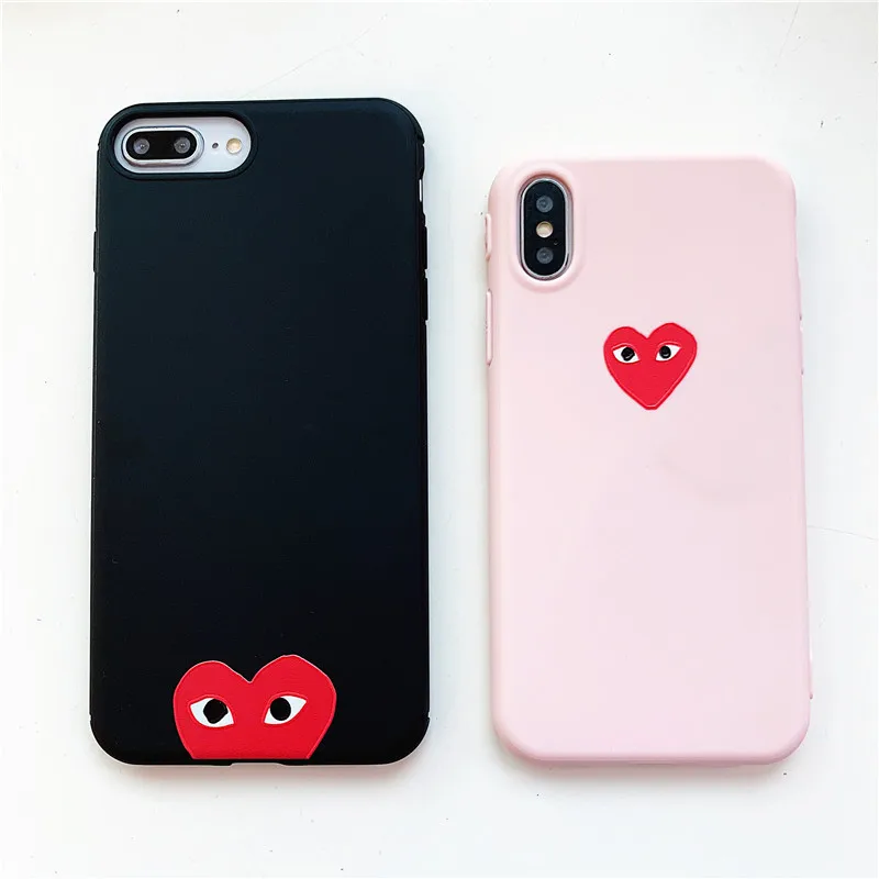 

Popular Japan CDG PLAY Phone Case for iPhone X XS Max XR 8 7 6 6s Plus Fashion Comme des Garcons Design Heart Soft IMD Cover