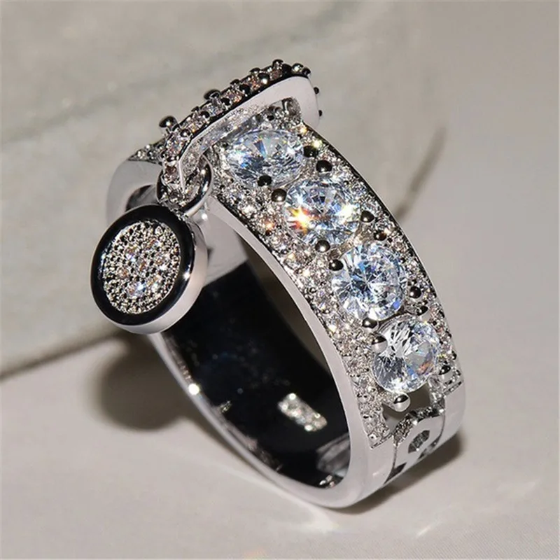 

New Fashion Vintage Rose Gold Silver Wedding Rings For Women Fashion Jewelry Luxury White Zircon Engagement Ring