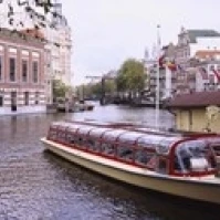 Tourboat in a channel  Amsterdam  Netherlands Poster Print (36 x 13)