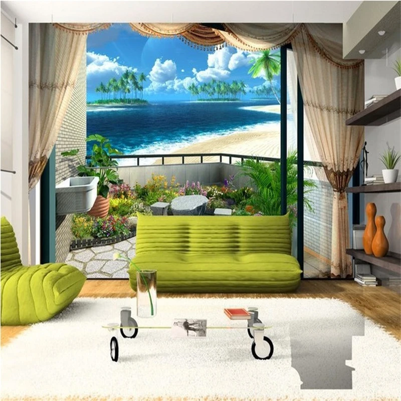 

beibehang Custom 3d mural wall paper Beach blue sky cloud living room bedroom Mediterranean 3d photo wallpaper for walls wall