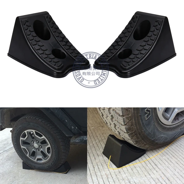 Heavy Duty Solid Rubber Wheel Chocks - For Truck, RV, Camper, Trailer, Car Safety