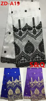 

Promotion 5yard white african george lace fabric high quality nigerian lace fabrics for wedding dress african lace fabric ZD-A19