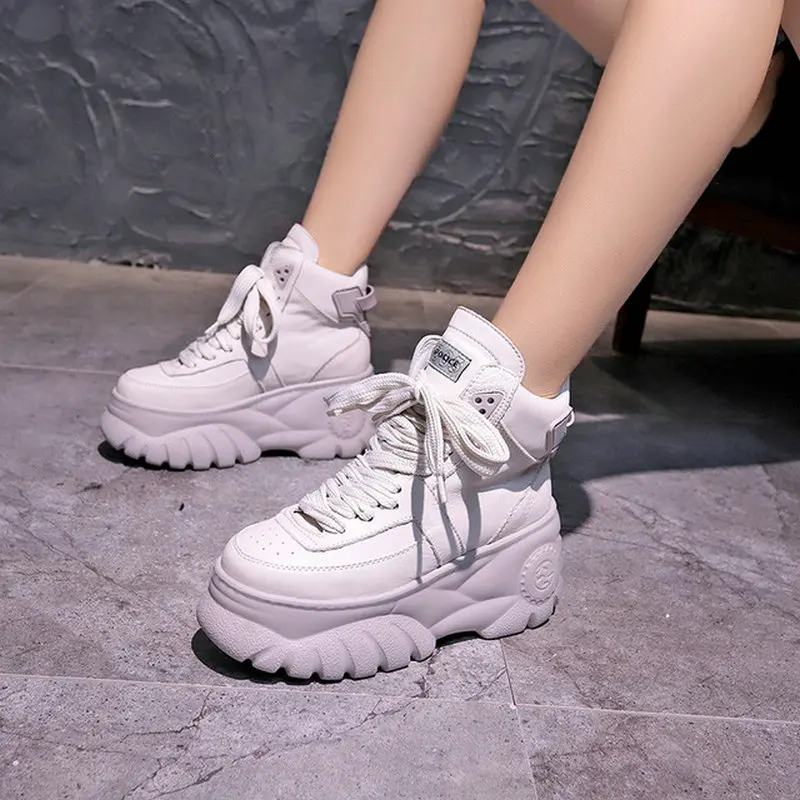 

2019 New arrived ladies platform high top sneakers shoes fashion casual womens trainers wedges platform walking shoes CY-89
