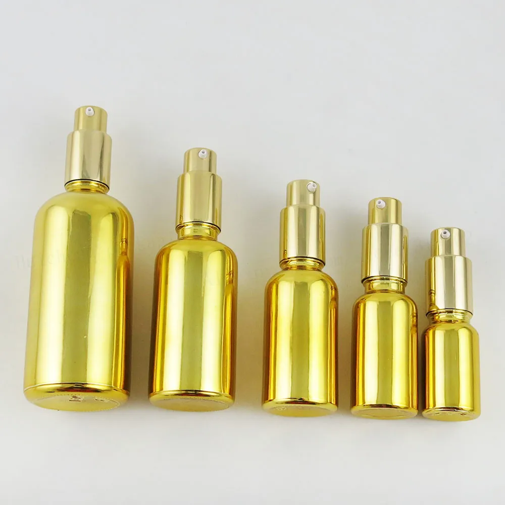 200 X High Quality Refillable Gold Glass Cream Shampoo Bottle With Gold