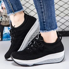 2019 spring and summer new breathable mesh shoes increase thick platform casual shoes �