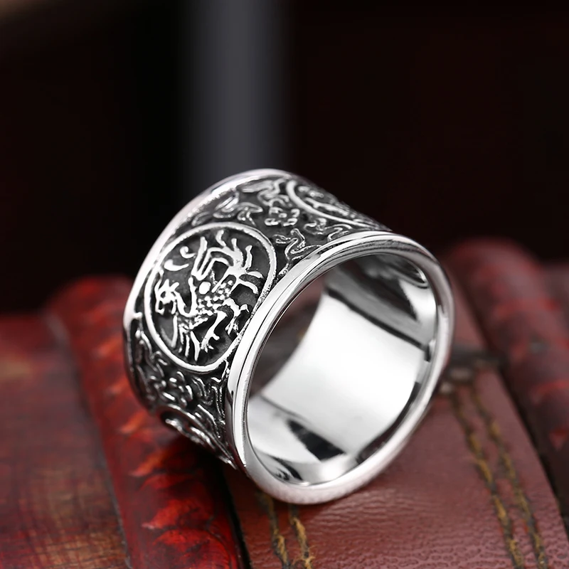 

Beier New Four Ancient Animals Man Stainless Steel Chinese Style Hot Jewelry Ring For Boy WR8-145