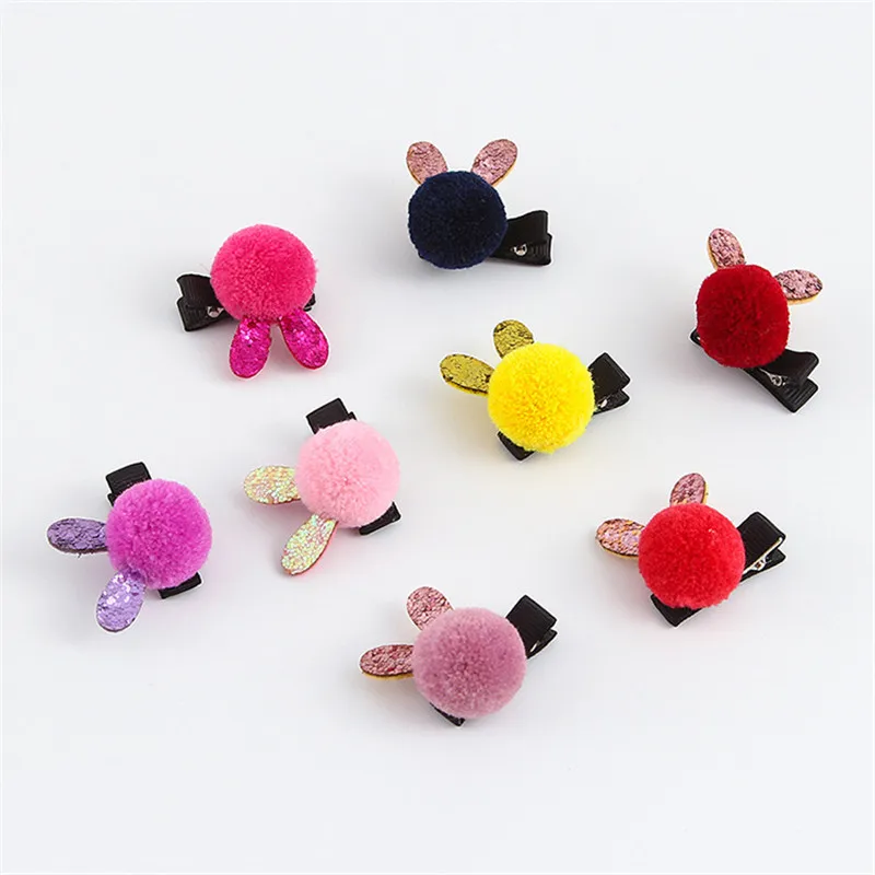 

8 Pcs/lot Boutique Hair Ball Cute Minnie Mouse Ears Hair Clip Accessories For Girl Children Hair Barrette Clip Hairpin Ornaments